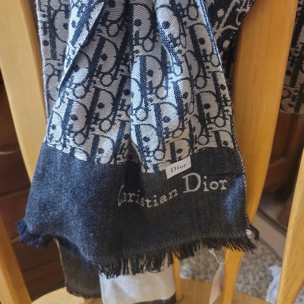 Navy Blue Christian Dior Bleu Marine Scarf